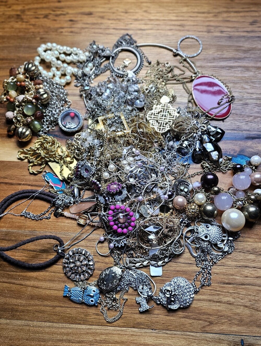 2 Pound Bulk Tangled Necklace Lot Mixed Costume Jewelry
